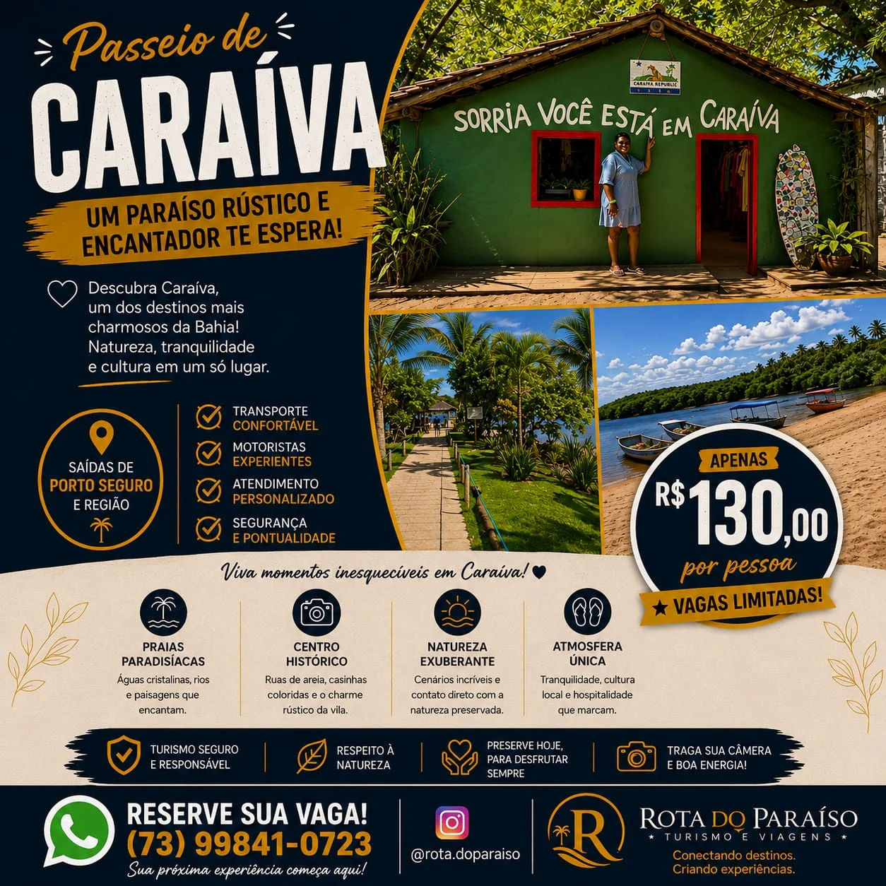 Passeio Caraíva por R$ 130 por pessoa