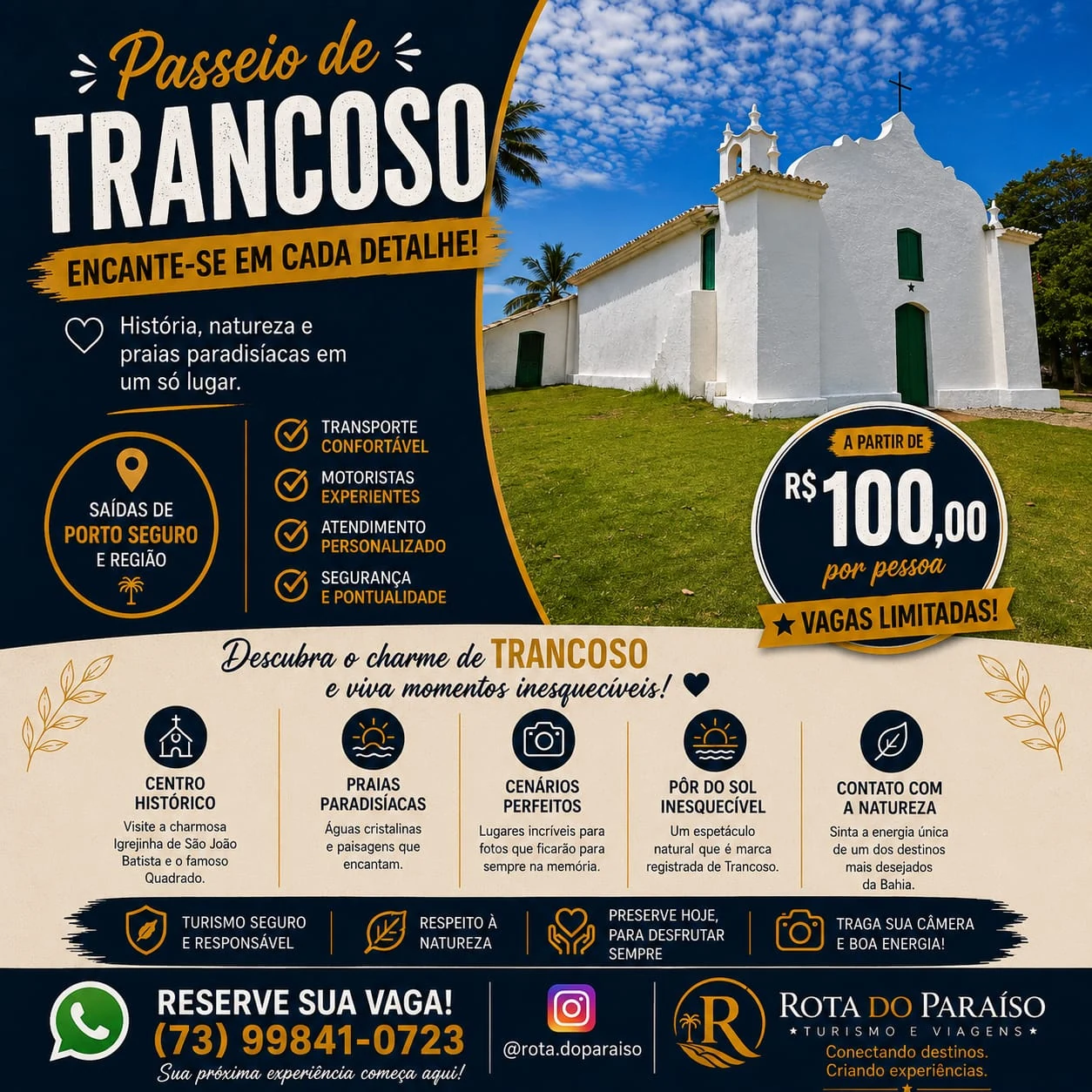 Passeio Trancoso a partir de R$ 100 por pessoa